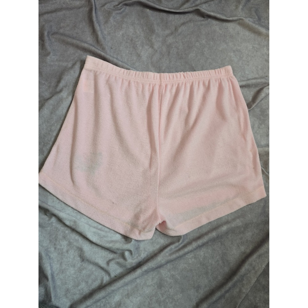 VTG 80s Montgomery Ward Pink Terry Cloth Shorts Set Floral Top L - Picture 15 of 15